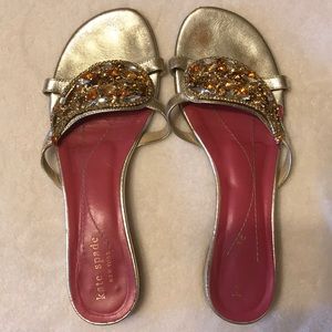 Kate Spade 6.5 gold jeweled slides